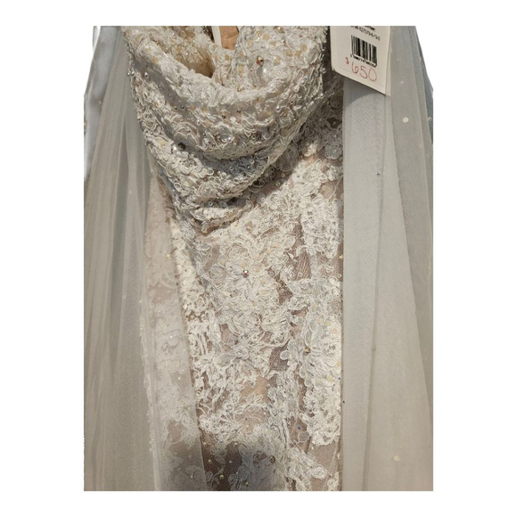 Sherri Hill Ivory Nude Lace Wedding Dress US 10 - Picture 6 of 12
